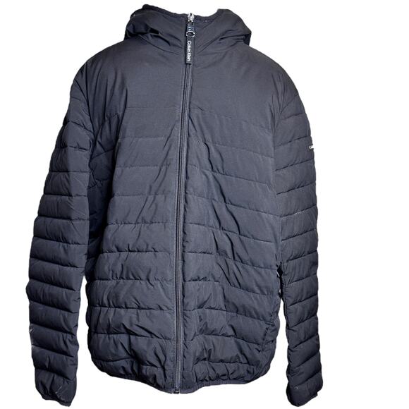 Calvin Klein Puffer Cold Weather Fleece Lined Jacket Sorona Aura Fabric sz Large - Picture 1 of 10